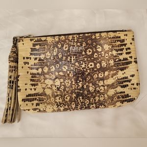 MZW Leather Snake Pouch with Tassel